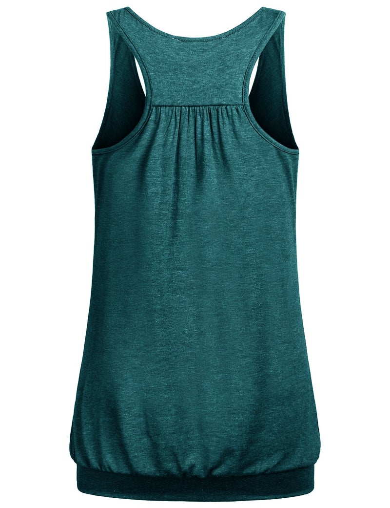 Miusey Yoga Tops Womens Sleeveless Round Neck Loose Fit Racerback Workout Tank Summer Ribbed Cotton M Green - Image 2
